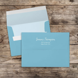 Blue Bright Colourful Simple Script Return Address Envelope