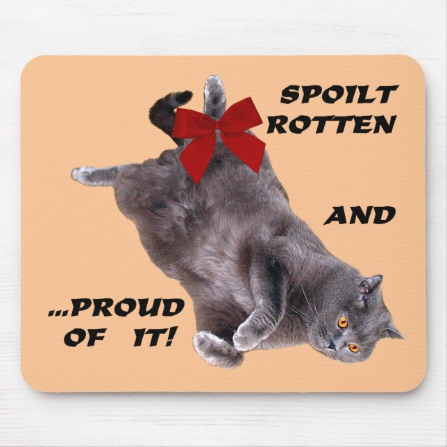 Blue British Shorthair Cat mousepad:Spoilt Rotten Mouse Mat (Front)