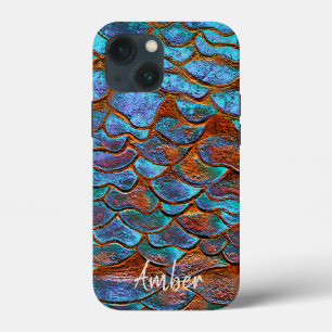 Blue Bronze Copper Metallic Pattern Personalised C iPhone 13 Mini Case