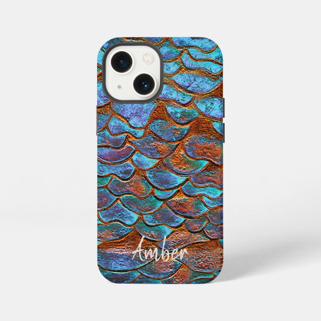 Blue Bronze Copper Metallic Pattern Personalised C iPhone Case (Back)