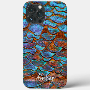 Blue Bronze Copper Metallic Pattern Personalised iPhone 13 Pro Max Case