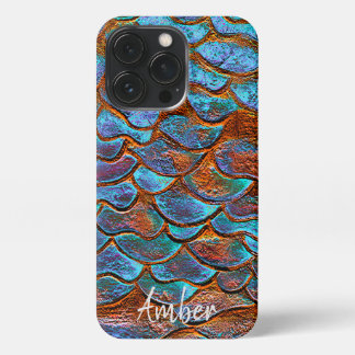 Blue Bronze Copper Metallic Pattern Personalised iPhone 13 Pro Case