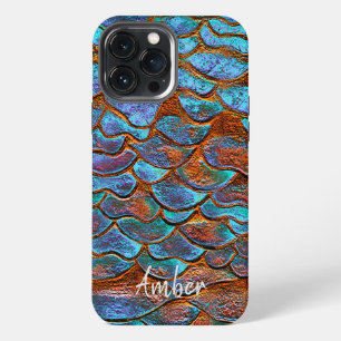 Blue Bronze Copper Metallic Pattern Personalised iPhone 13 Pro Max Case