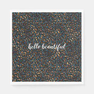 Blue Bronze Leopard Print Napkin
