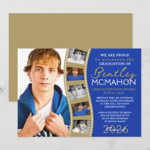 Blue & Bronze Photo Filmstrip Grad Announcement