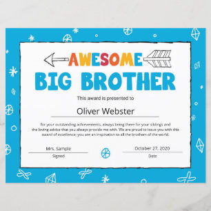 Blue Brother Certificate Big Brother Certificate