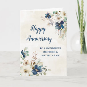 Blue Brother & Sister in Law Wedding Anniversary Card
