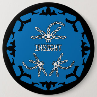 Blue, Brow 3rd Eye Chakra "Insight" Dragonflies 6 Cm Round Badge