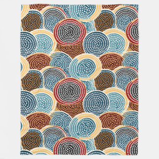 Blue,Brown and Cream Circle Dot Pattern Fleece Blanket
