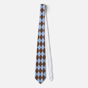 Blue & Brown Argyle Pattern Men's Tie