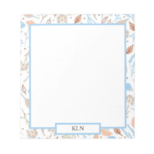 Blue & Brown Autumn Leaves Fall Themed Notepad
