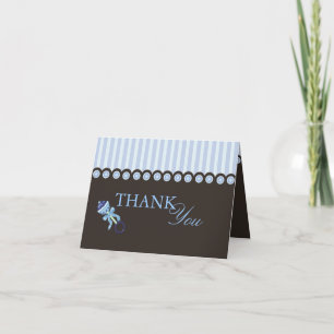 Blue & Brown Baby Rattle Design Thank You Card