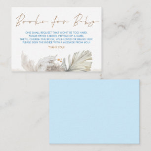 Blue Brown Baby Shower Books For Baby Request Enclosure Card