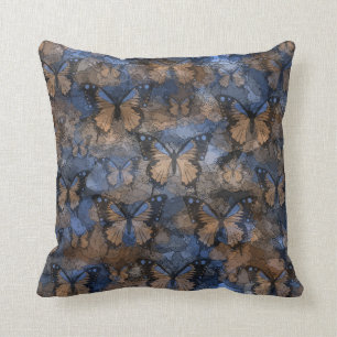 Blue Brown Butterflies Cushion