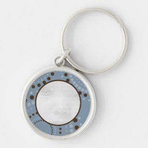 Blue & Brown Cirlce Baby Photo Keychain