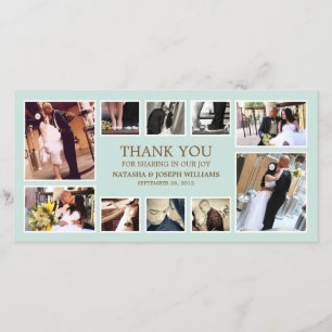 BLUE & BROWN COLLAGE   WEDDING THANK YOU CARD