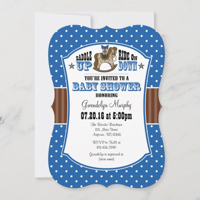 Blue Brown Cowboy Baby Shower Invitation (Front)
