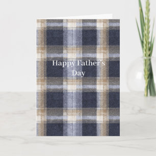 Blue Brown Cream Plaid Stripes Father's Day Card