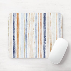 Blue Brown Cream Stripes Mouse Mat