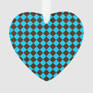 Blue Brown Diamond Chequered Pattern Ornament