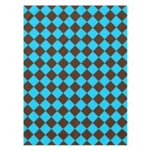 Blue Brown Diamond Chequered Pattern Tablecloth