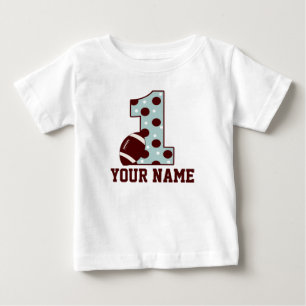 Blue Brown Dot 1st Birthday Football Shirt