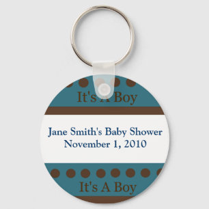 Blue & Brown Dot It's A Boy Key Chain Shower Favou