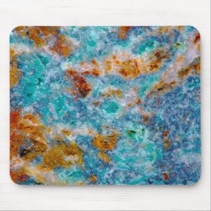 Blue & Brown Faux Marble Stone Pattern Mouse Mat