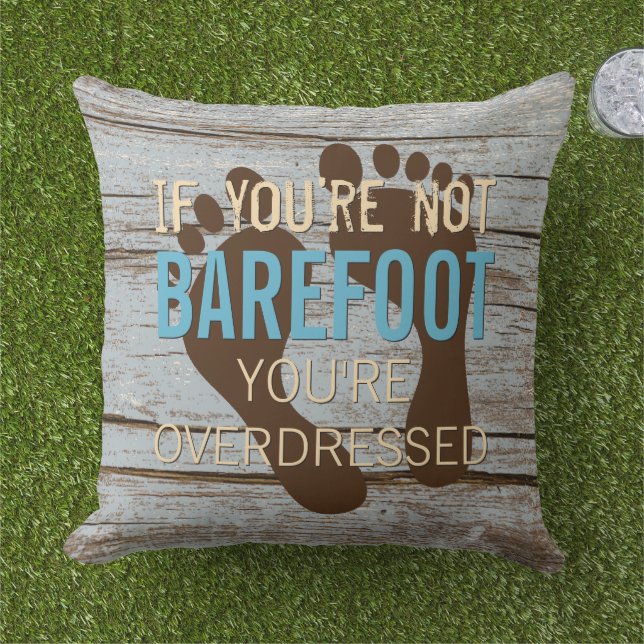 Blue Brown Faux Weathered Wooden Plank Pattern Cushion (Grass)