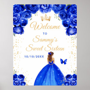 Blue Brown Hair Princess Sweet Sixteen Welcome Poster