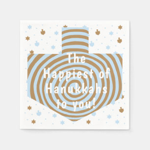 Blue Brown Hanukkah Swirl Dreidel Napkin