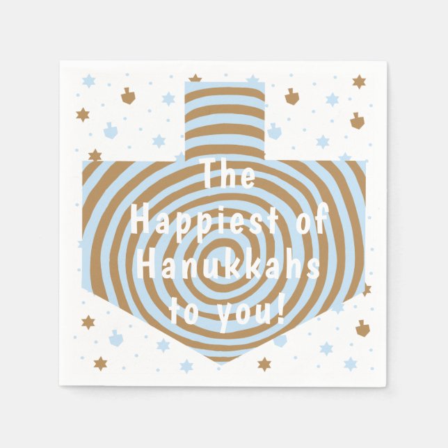 Blue Brown Hanukkah Swirl Dreidel Napkin (Front)