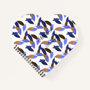 Blue brown leaf notebook