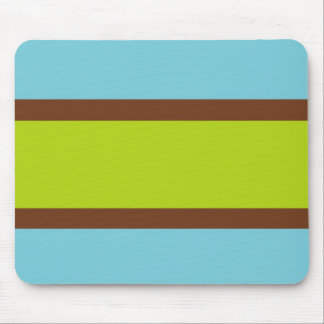 Blue, Brown & Lime Green Striped Mousepad
