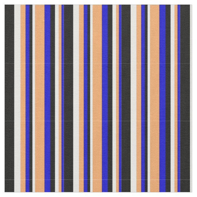 Blue, Brown, Mint Cream, and Black Pattern Fabric (Close Up)