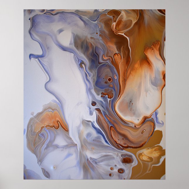 Blue Brown Modern Contemporary Abstract Art Poster (Front)