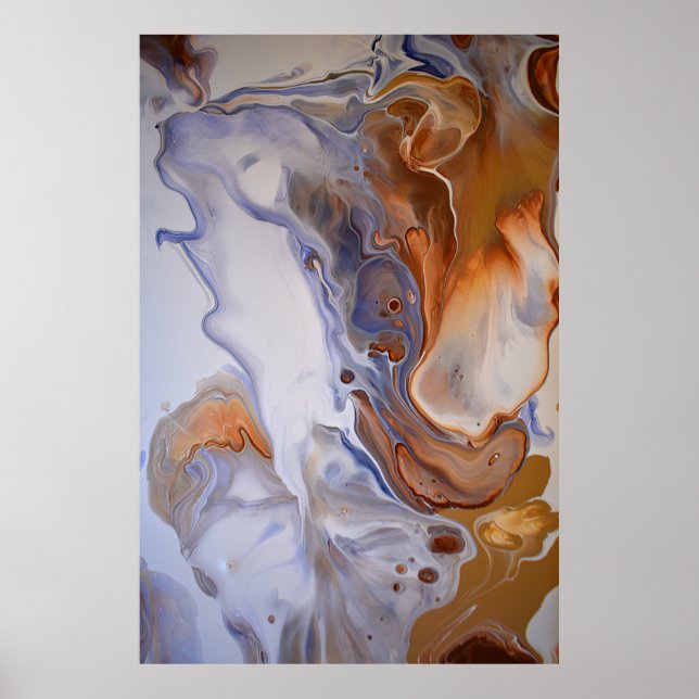 Blue Brown Modern Contemporary Abstract Art Poster (Front)