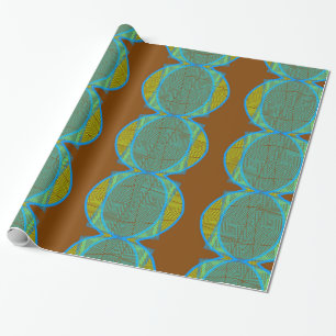 Blue Brown Modern Geometric Abstract Pattern Wrapping Paper