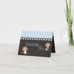Blue & Brown Monkey Design Thank You Card