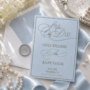 Blue & Brown Old Money Coastal Wedding Save The Date
