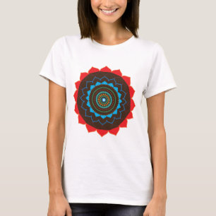 Blue, Brown, Orange, Red Mandala T- shirt