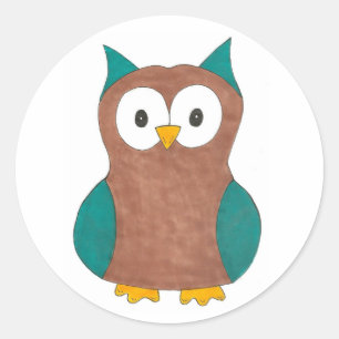 Blue Brown Owl Pattern Bird Print Owls Sticker