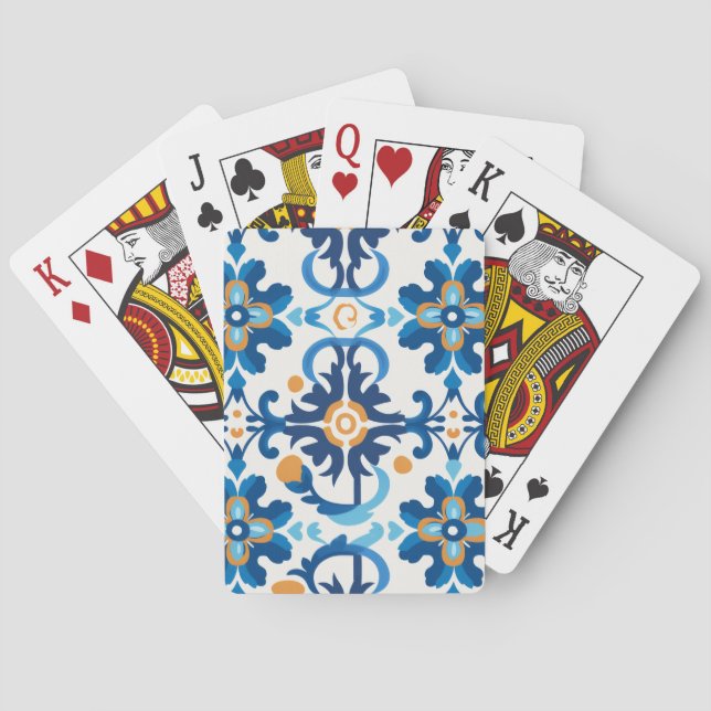 Blue & Brown Patterned Playing Cards (Back)