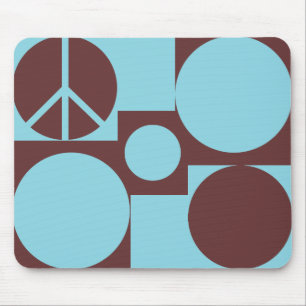 Blue & Brown Peace Dots Mouse Mat