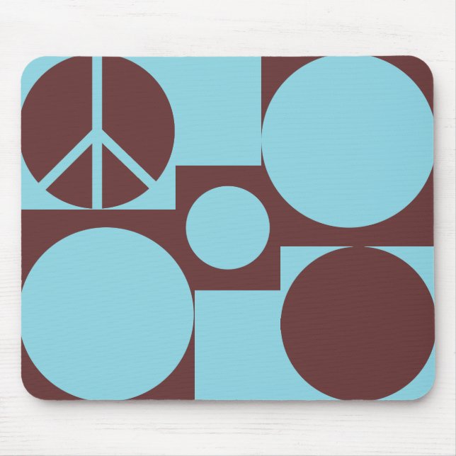 Blue & Brown Peace Dots Mouse Mat (Front)