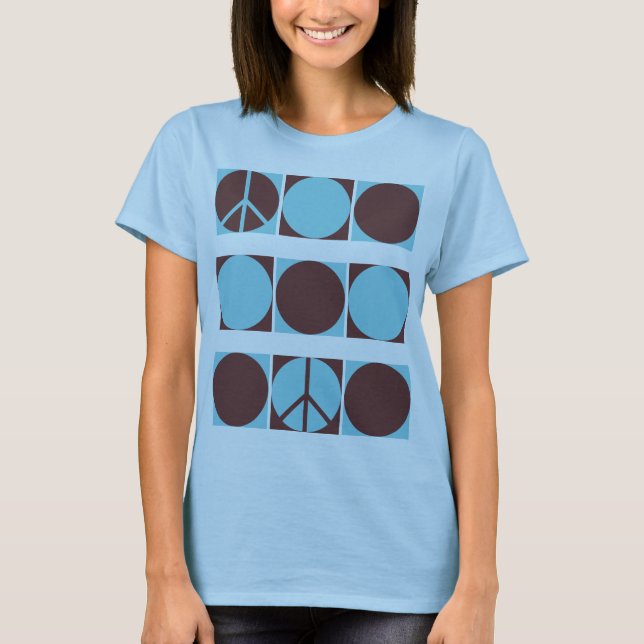 Blue & Brown Peace Dots T-Shirt (Front)