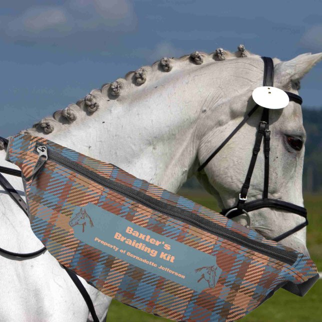 Blue Brown Plaid Horse Show Mane Tail Braiding Bum Bags (Creator Uploaded)