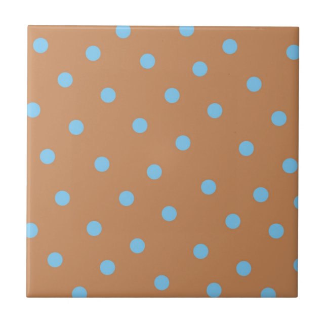 Blue Brown Polkadot Pattern Tile (Front)