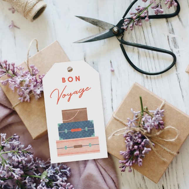 Blue Brown Red Bon Voyage Party Favour Tag (Creator Uploaded)