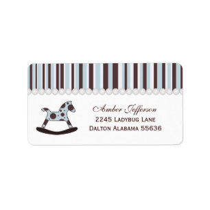 Blue & Brown Rocking Horse Address Labels